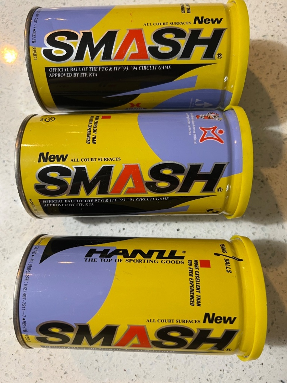 Smash Tennis Balls 3 Sealed Cans Vintage 90s Made in Korea